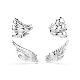 Vienna ear cuffs, Mixed cuts, Swan, White, Rhodium plated