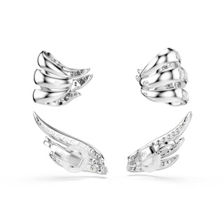Vienna ear cuffs, Mixed cuts, Swan, White, Rhodium plated