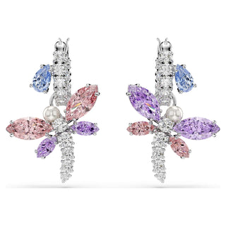 Ariana Grande x Swarovski drop earrings, Mixed cuts, Dragonfly, Multicolored, Rhodium plated