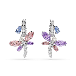 Ariana Grande x Swarovski drop earrings, Mixed cuts, Dragonfly, Multicolored, Rhodium plated