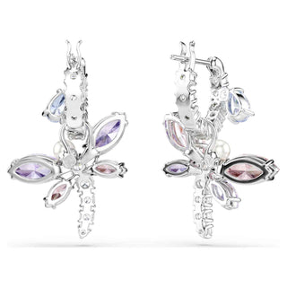 Ariana Grande x Swarovski drop earrings, Mixed cuts, Dragonfly, Multicolored, Rhodium plated