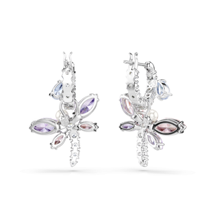 Ariana Grande x Swarovski drop earrings, Mixed cuts, Dragonfly, Multicolored, Rhodium plated