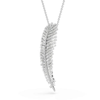 Vienna pendant and brooch, Mixed cuts, Feather, White, Rhodium plated
