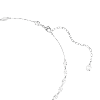 Vienna Y necklace, Mixed cuts, Feather, White, Rhodium plated