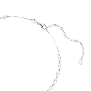 Vienna Y necklace, Mixed cuts, Feather, White, Rhodium plated