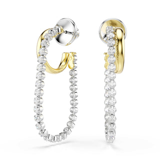 Hyperbola earrings, Round cut, White, Mixed metal finish