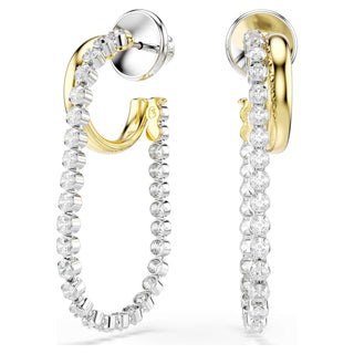 Hyperbola earrings, Round cut, White, Mixed metal finish
