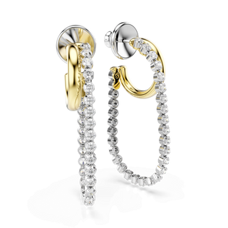 Hyperbola earrings, Round cut, White, Mixed metal finish