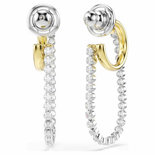 Hyperbola earrings, Round cut, White, Mixed metal finish