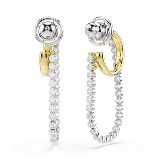 Hyperbola earrings, Round cut, White, Mixed metal finish