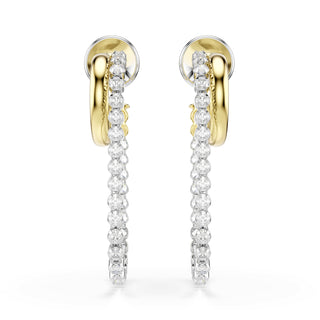 Hyperbola earrings, Round cut, White, Mixed metal finish