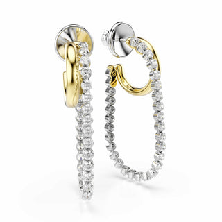 Hyperbola earrings, Round cut, White, Mixed metal finish