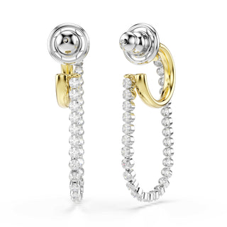 Hyperbola earrings, Round cut, White, Mixed metal finish