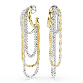 Hyperbola earrings, Layered, Round cut, White, Mixed metal finish
