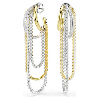 Hyperbola earrings, Layered, Round cut, White, Mixed metal finish