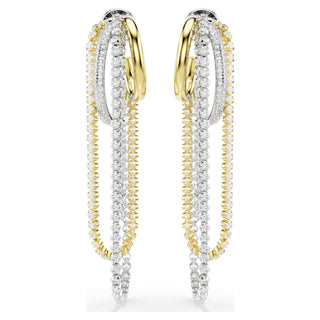 Hyperbola earrings, Layered, Round cut, White, Mixed metal finish