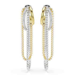 Hyperbola earrings, Layered, Round cut, White, Mixed metal finish