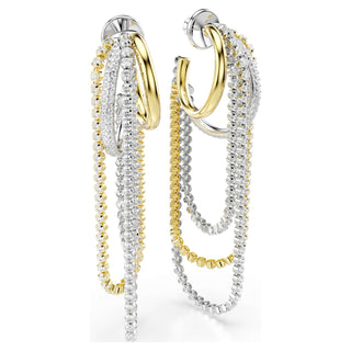Hyperbola earrings, Layered, Round cut, White, Mixed metal finish