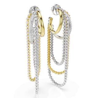 Hyperbola earrings, Layered, Round cut, White, Mixed metal finish
