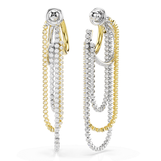 Hyperbola earrings, Layered, Round cut, White, Mixed metal finish