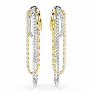 Hyperbola earrings, Layered, Round cut, White, Mixed metal finish