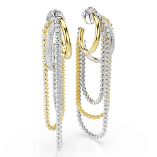 Hyperbola earrings, Layered, Round cut, White, Mixed metal finish