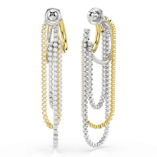 Hyperbola earrings, Layered, Round cut, White, Mixed metal finish