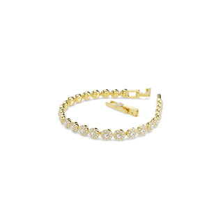 Una Angelic bracelet, Round cut, White, Gold-tone plated