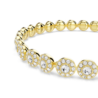 Una Angelic bracelet, Round cut, White, Gold-tone plated