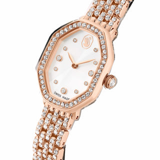 Dextera octagon watch, Swiss Made, Metal bracelet, Rose gold tone, Rose gold-tone finish