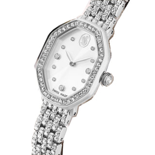 Dextera octagon watch, Swiss Made, Metal bracelet, Silver tone, Stainless steel
