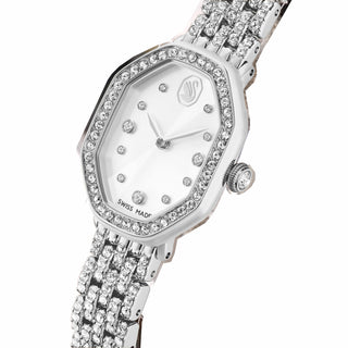 Dextera octagon watch, Swiss Made, Metal bracelet, Silver tone, Stainless steel