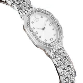 Dextera octagon watch, Swiss Made, Metal bracelet, Silver tone, Stainless steel