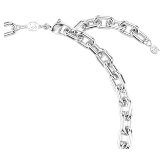 Idyllia necklace, Crystal pearl, Mixed cuts, White, Rhodium plated