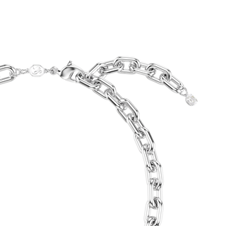 Idyllia necklace, Crystal pearl, Mixed cuts, White, Rhodium plated