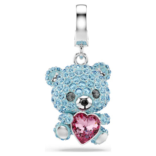 Idyllia charm, Mixed cuts, Teddy, Blue, Rhodium plated