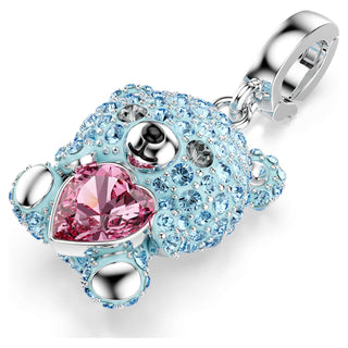 Idyllia charm, Mixed cuts, Teddy, Blue, Rhodium plated