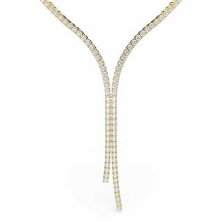 Matrix Y necklace, Round cut, White, 18K gold finish