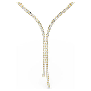 Matrix Y necklace, Round cut, White, 18K gold finish