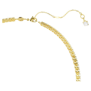 Matrix Y necklace, Round cut, White, 18K gold finish