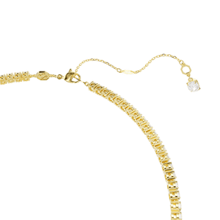 Matrix Y necklace, Round cut, White, 18K gold finish
