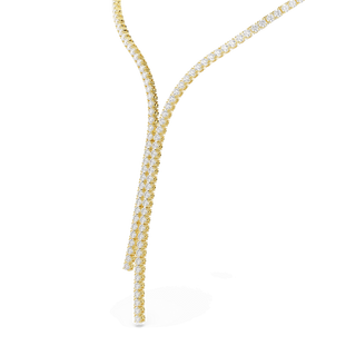 Matrix Y necklace, Round cut, White, 18K gold finish
