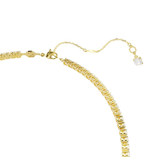 Matrix Y necklace, Round cut, White, 18K gold finish