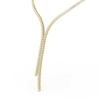 Matrix Y necklace, Round cut, White, 18K gold finish