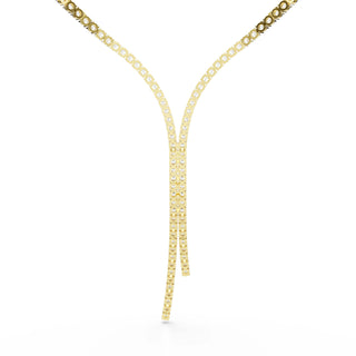 Matrix Y necklace, Round cut, White, 18K gold finish