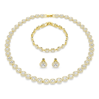 Una Angelic set, Set (3), Round cut, White, Gold-tone plated