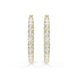 Matrix hoop earrings, Round cut, White, Gold-tone plated