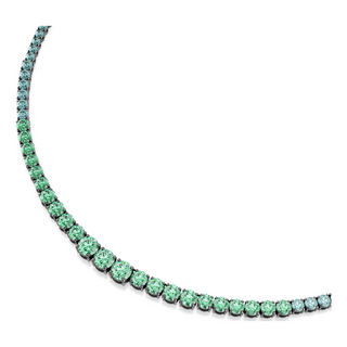 Matrix Tennis necklace, Gradient of round cuts, Multicolored, Ruthenium plated