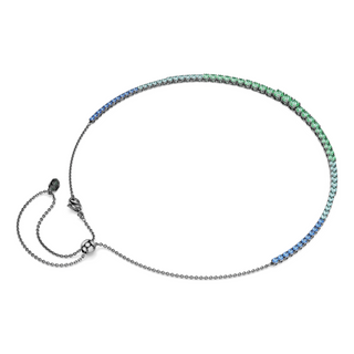 Matrix Tennis necklace, Gradient of round cuts, Multicolored, Ruthenium plated