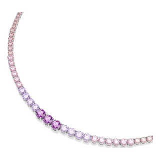 Matrix Tennis necklace, Gradient of round cuts, Multicolored, Rhodium plated